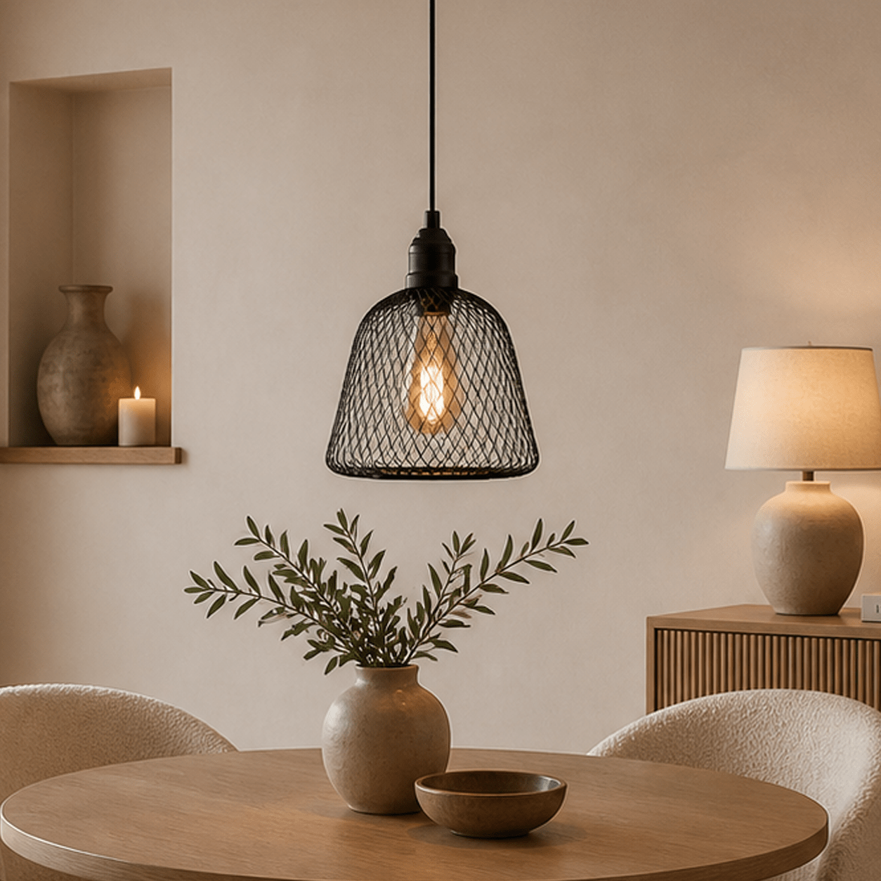 Hängelampe schwarzes Metall – Netzstruktur – 23 cm – 1-flammig – Hudson