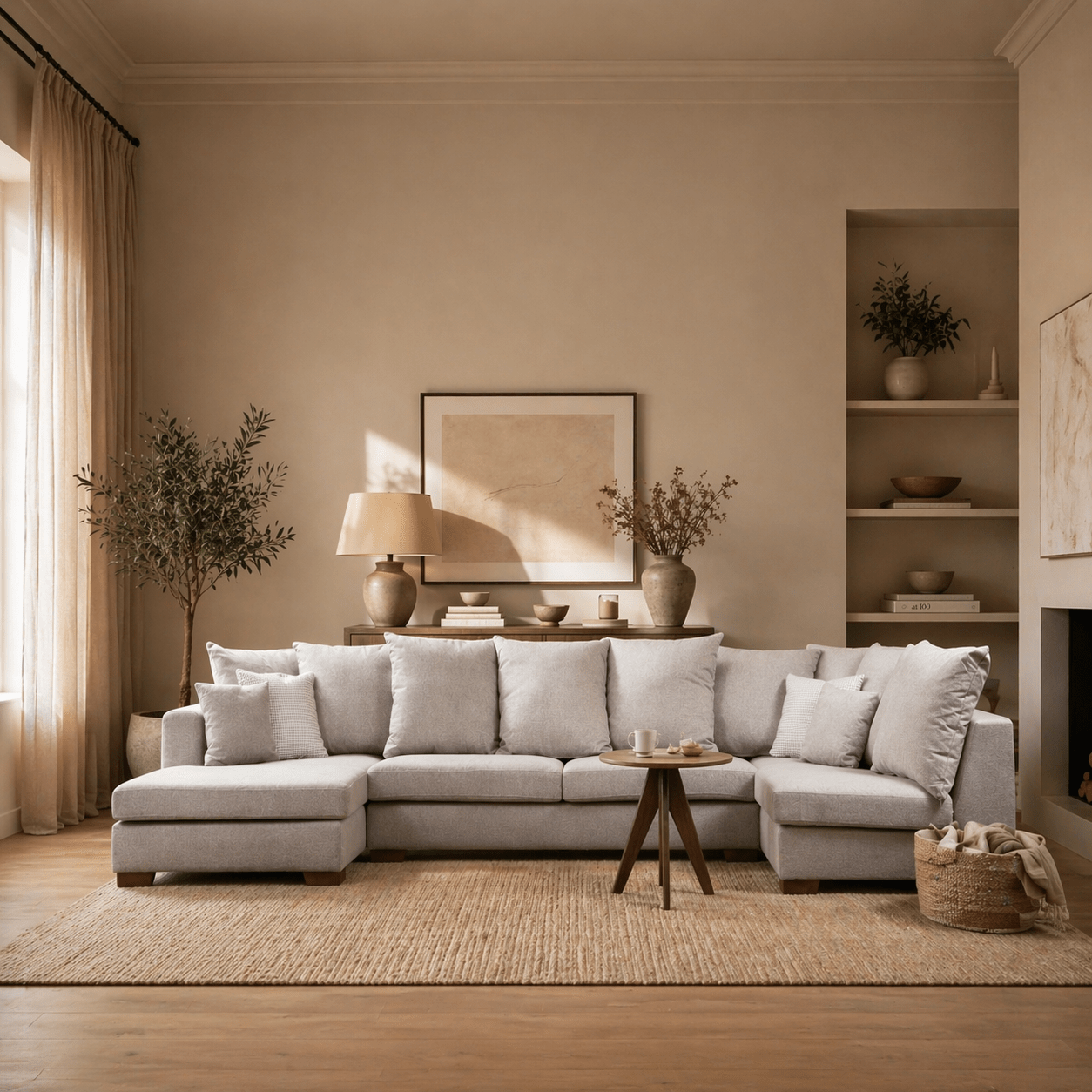 Ecksofa beige U-Form - Polyester - 380 cm - Colorado