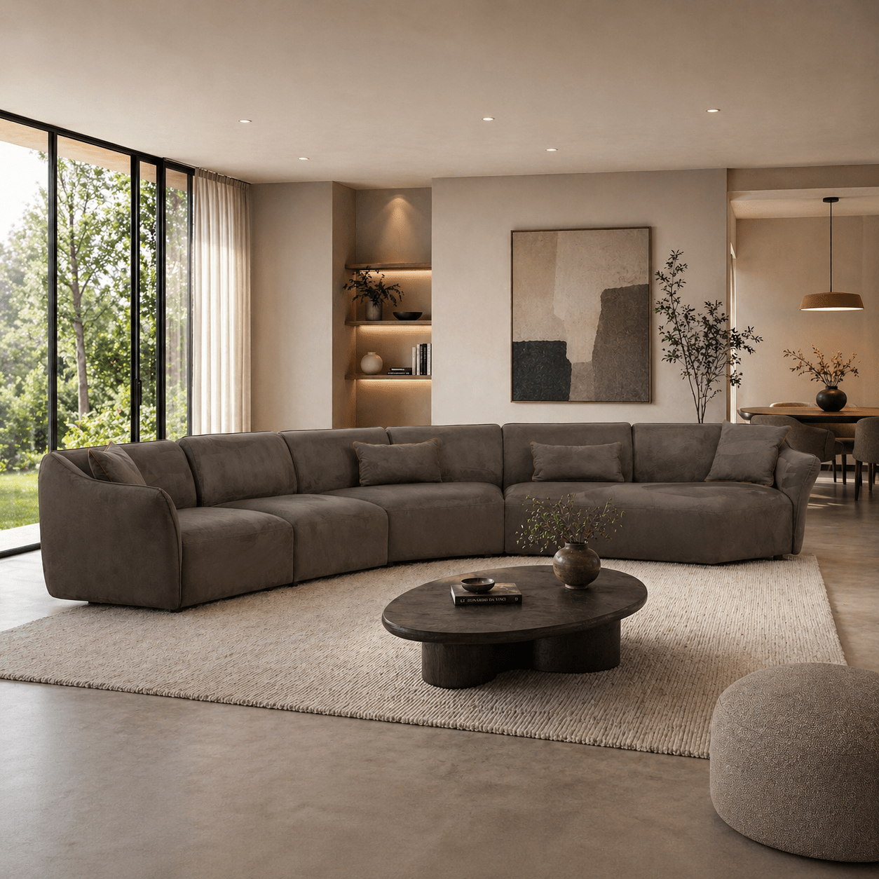 Ecksofa braune anthrazitfarbene Mikrofaser – 7 Personen – Mentis