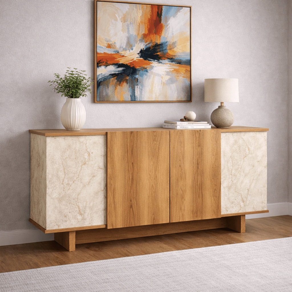 Modern Sideboard Travertin-Walnuss-Optik Melamin Diana 180 cm