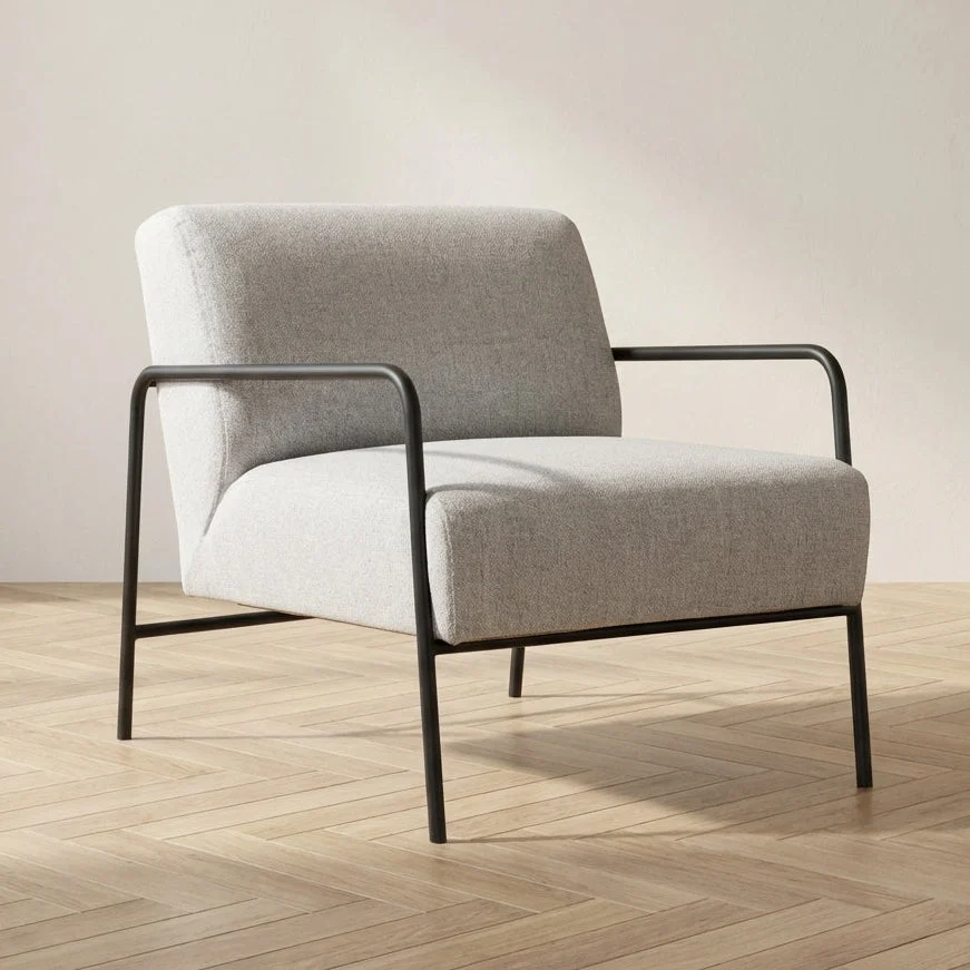 Modern Sessel Eti-grauer Stoff – schwarzer Rahmen