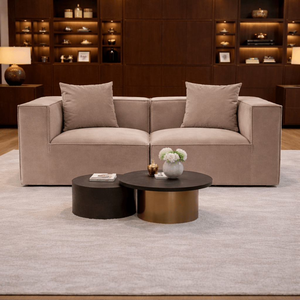 Modulares XXL-2-Sitzer-Sofa Sora 190 cm breit in Cappucino-Leinen