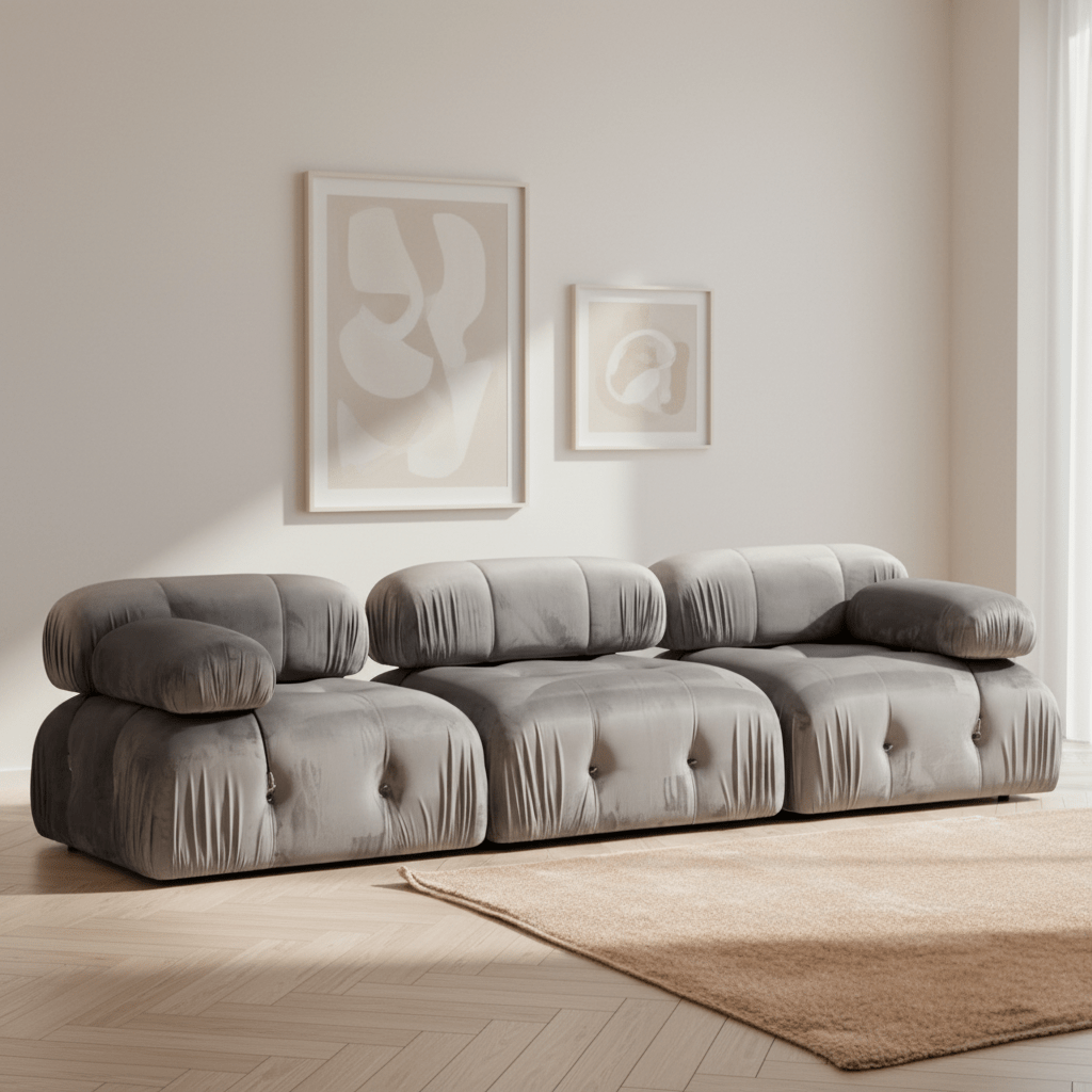 Modulares Sofa 3-Sitzer-Bubble-Samtgrau