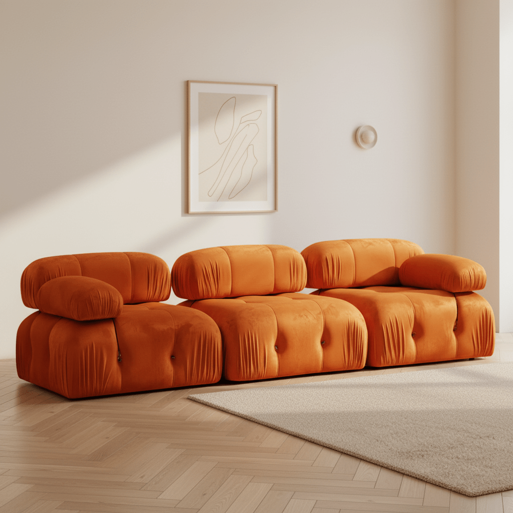 Modulares Sofa 3-Sitzer-Bubble-Samt in Orange