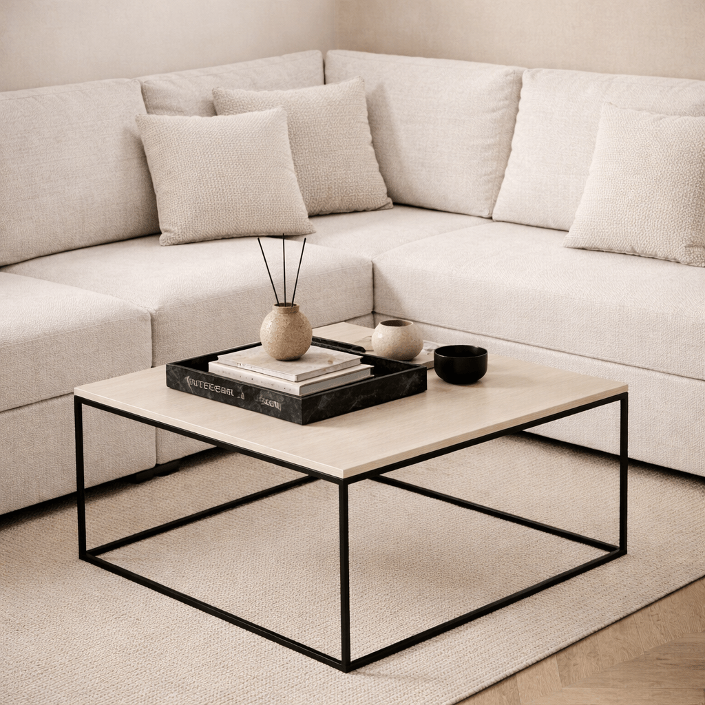 Quadratischer Couchtisch Eiche Melamin - 75x75 cm - Pola