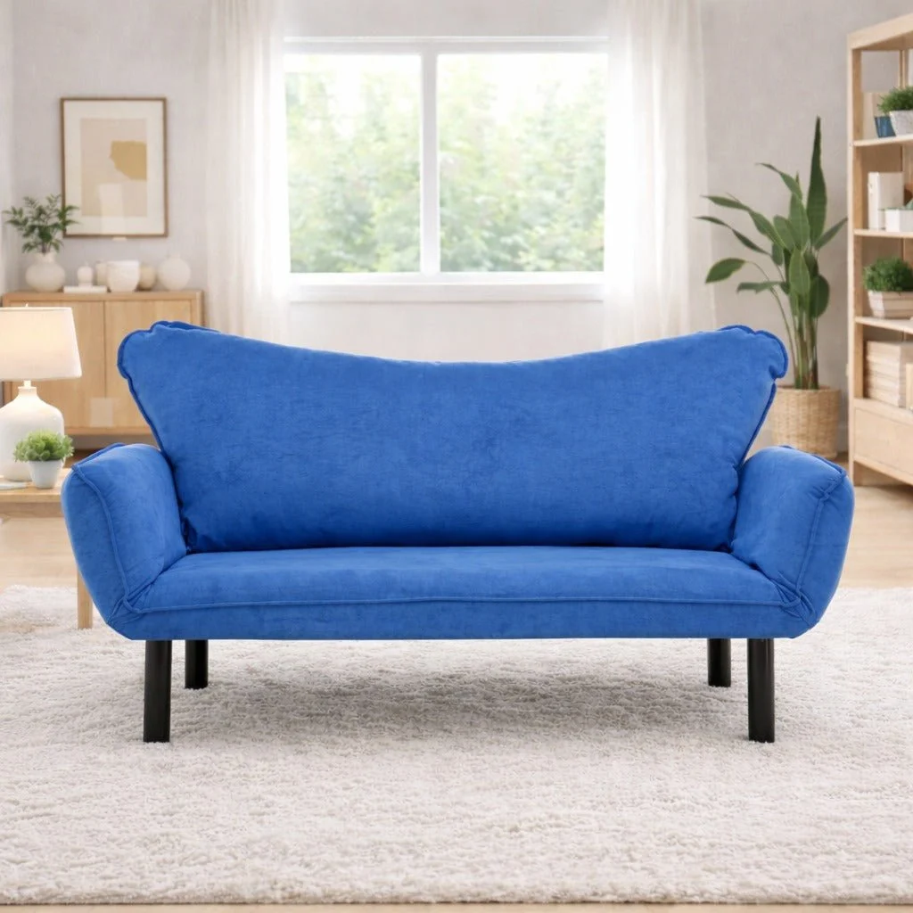 Schlafsofa Blau Samt - zwei Personen - Chatto