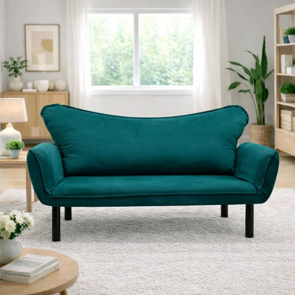 Schlafsofa Petrolblau Samt - zwei Personen - Chatto
