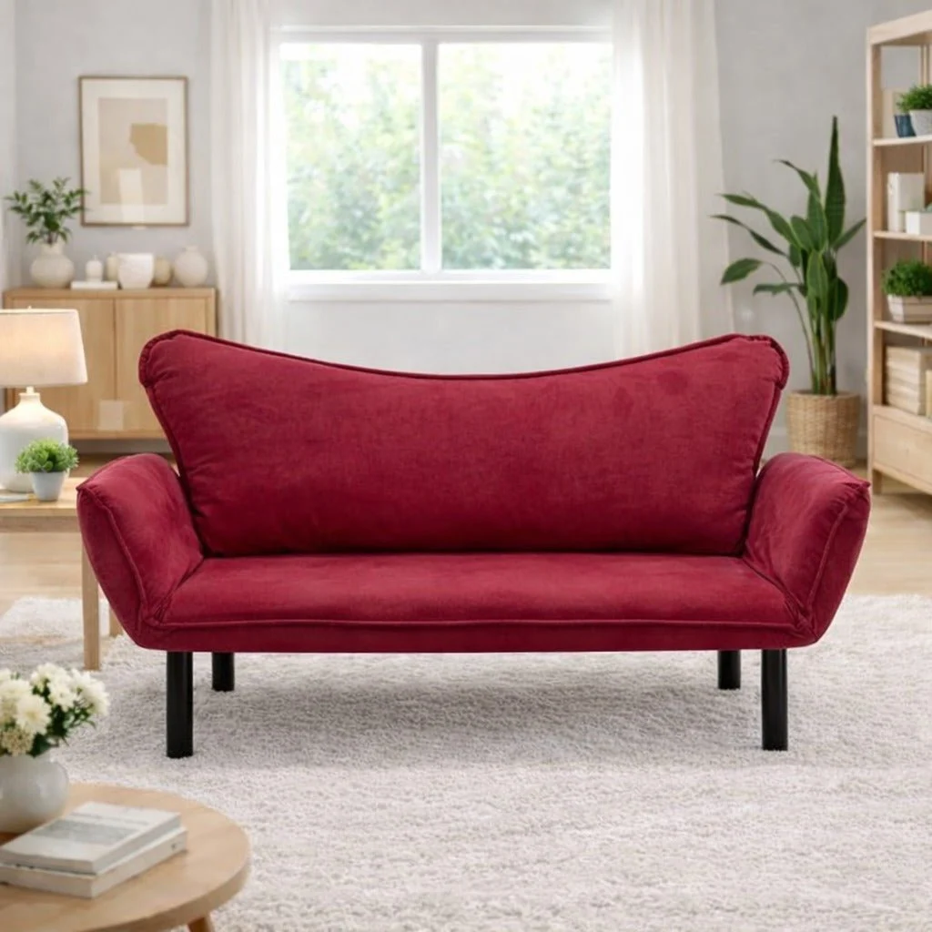 Schlafsofa Rot Samt - zwei Personen - Chatto