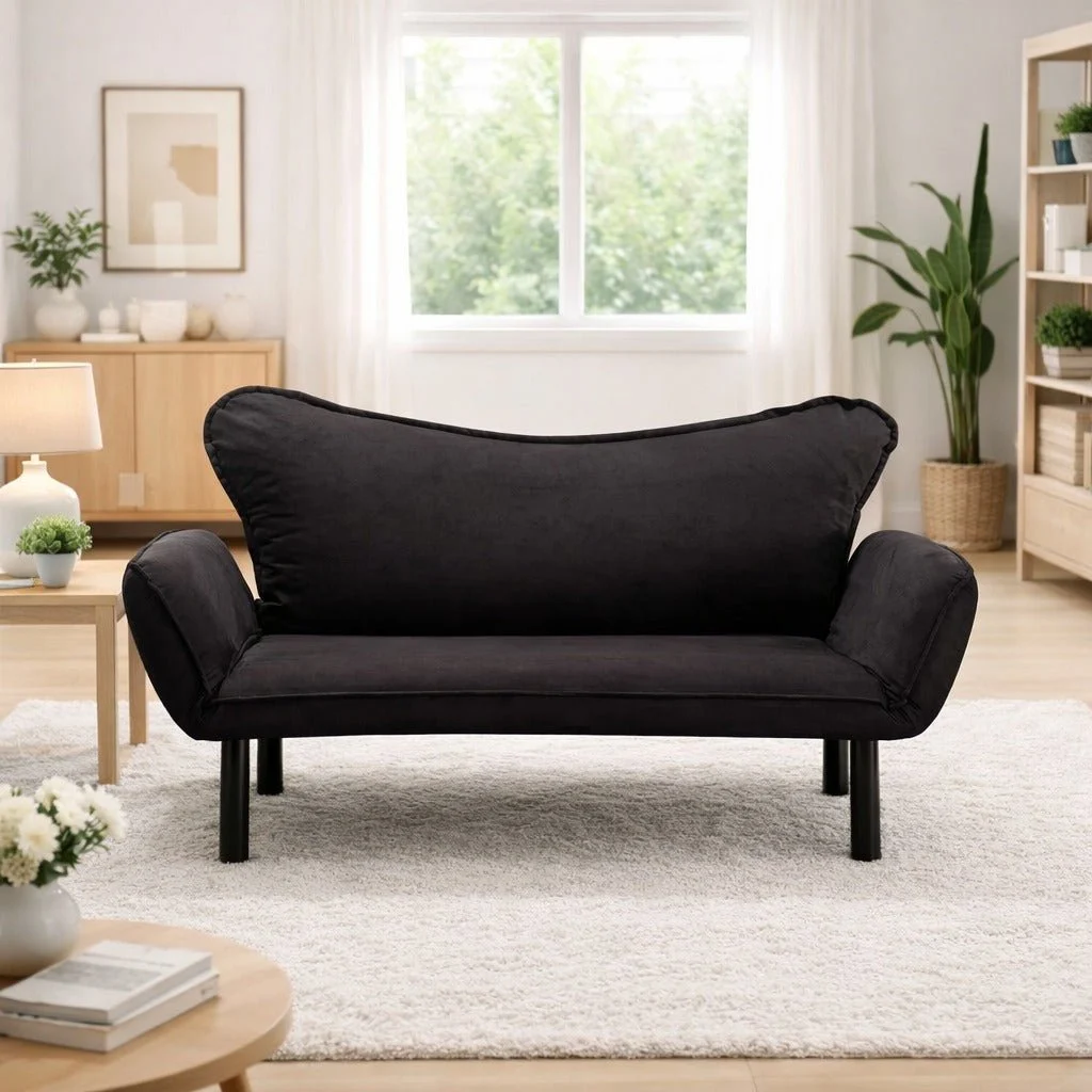 Schlafsofa Schwarz Samt - zwei Personen - Chatto
