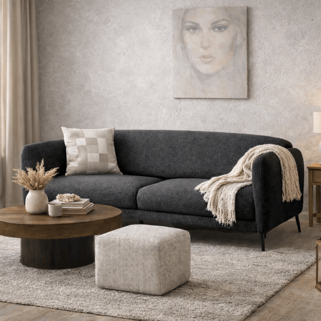 Schlafsofa anthrazitfarbener Leinenstoff 3-Sitzer - Venus