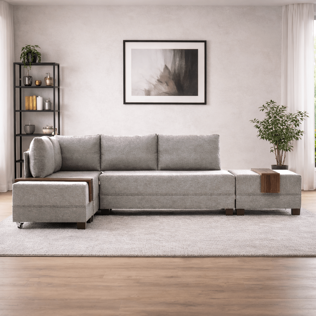 Schlafsofa Champagnerstoff - XXL 280 x 210 - Links - Fly