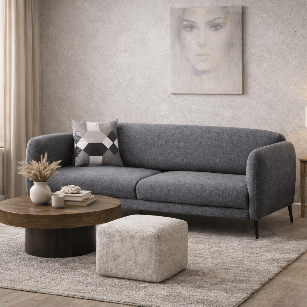Schlafsofa 3-Sitzer aus grauem Leinenstoff - Venus