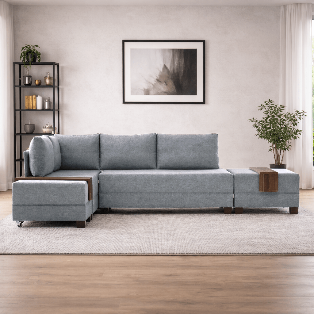 Schlafsofa grauer Stoff - XXL 280 x 210 - Links - Fly