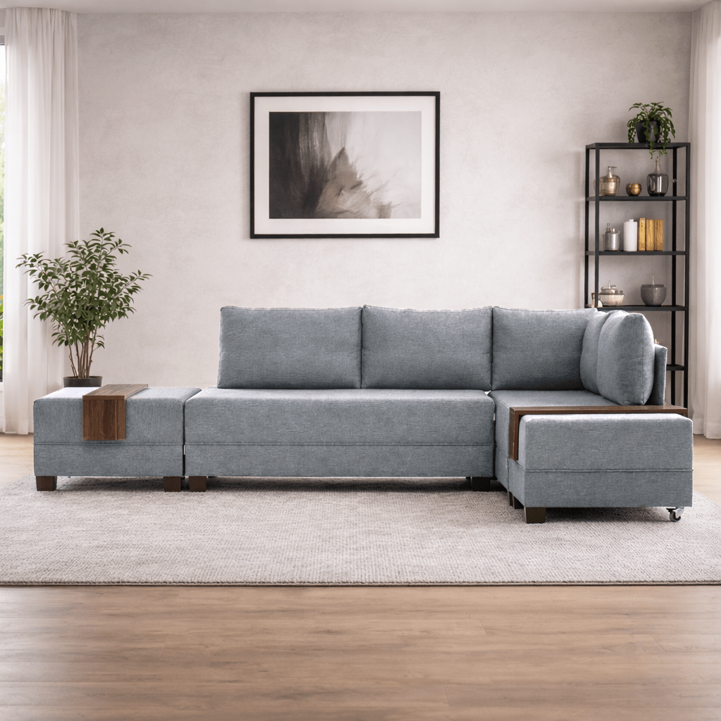 Schlafsofa grauer Stoff - XXL 280 x 210 - Rechts - Fly