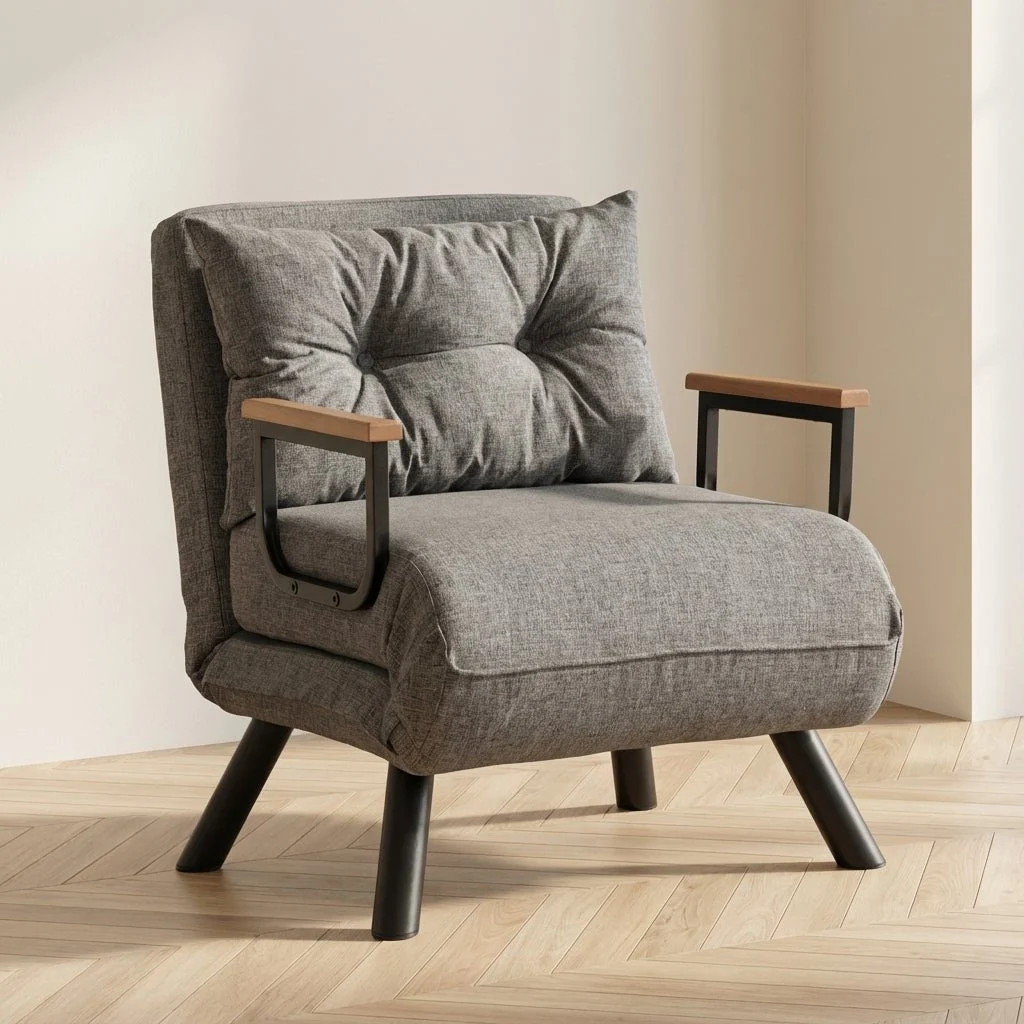 Skandinavischer Schlafsessel Grauer Mischstoff Sando