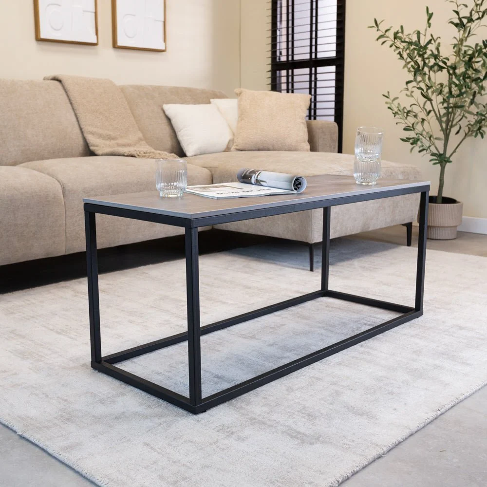 Couchtisch Fien Grau Marmoroptik Rechteckig 100x40 cm