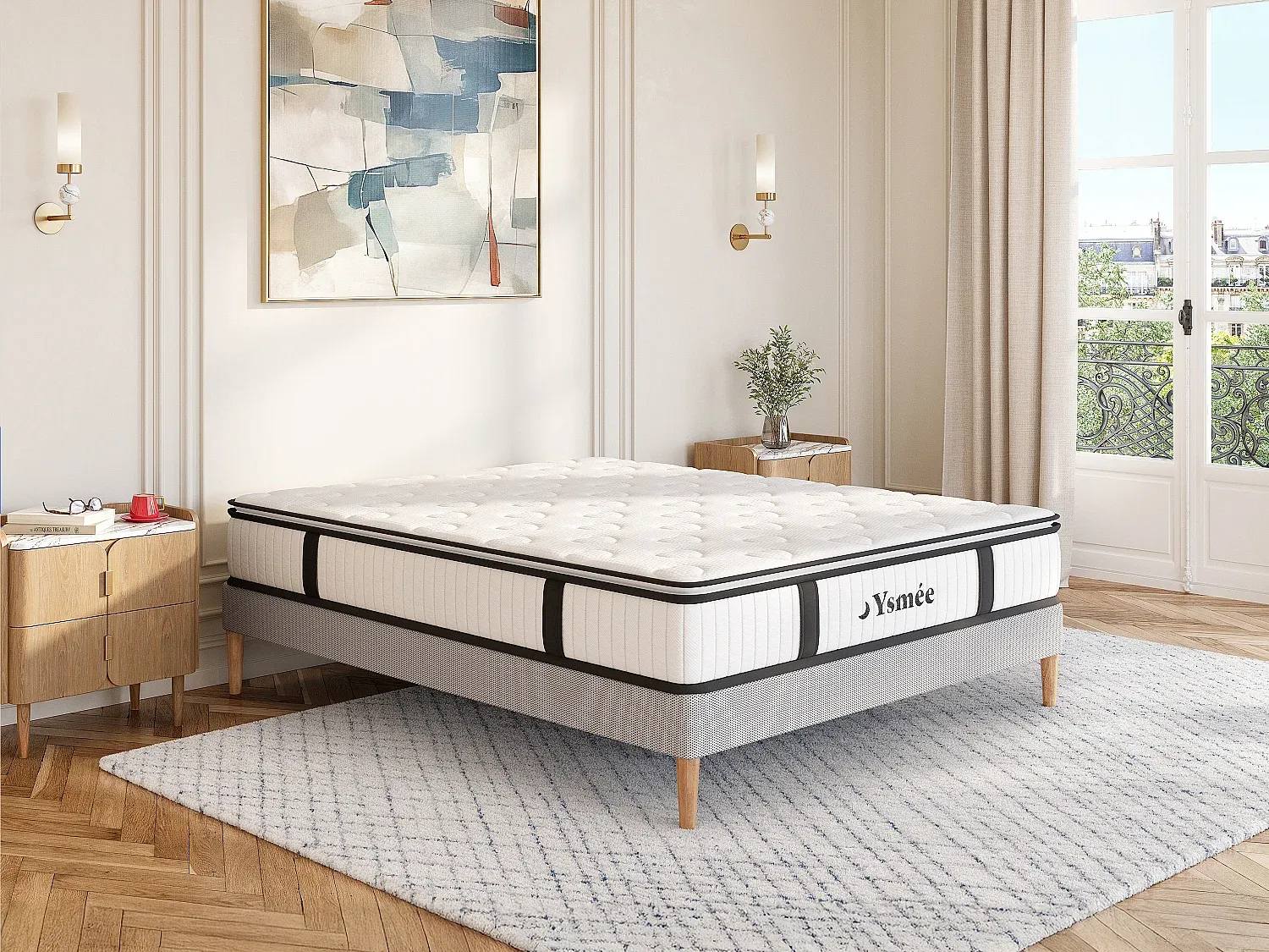 Vente-unique - Taschenfederkernmatratze 140 x 190 cm - mit integriertem Topper - 1 Zone - Härtegrad 3 - Stärke 28 cm - AMERICAN DREAM von YSMÉE