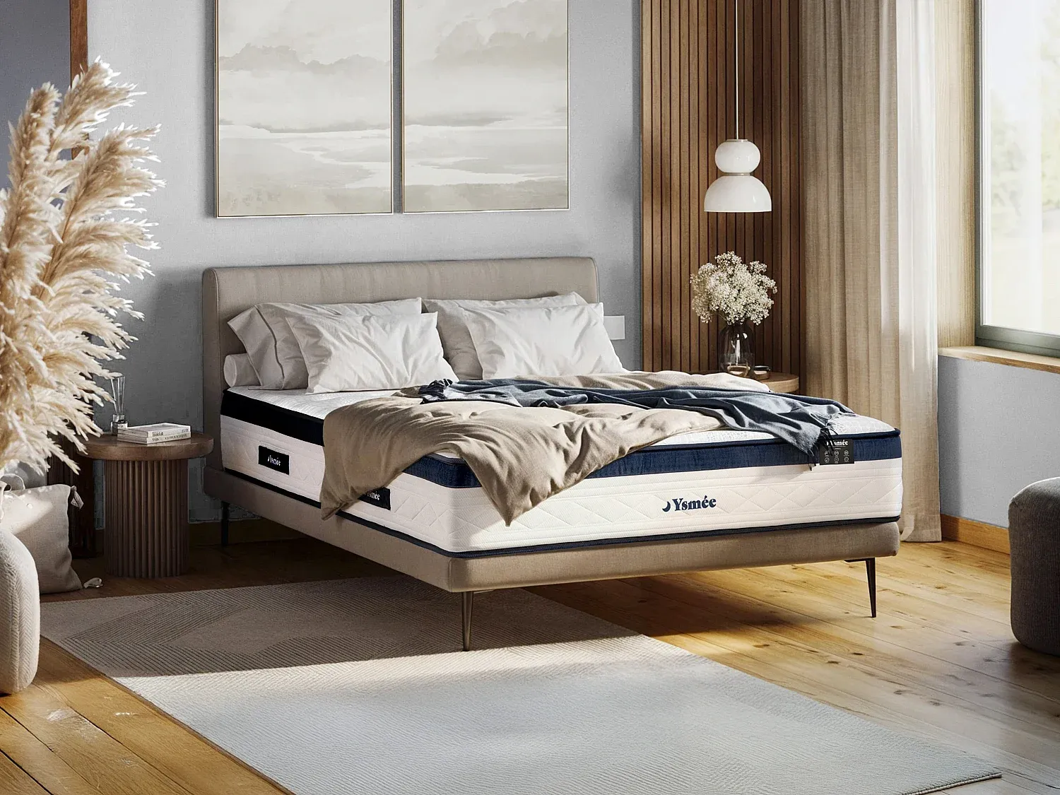 Vente-unique - KOROVOU Matratze Stoff Weiß - B 180 cm x H 28 cm x L 200 cm