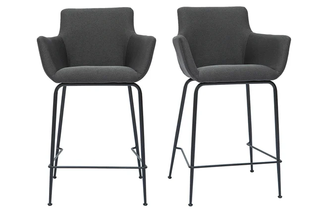 Barhocker anthrazitgrauer Stoff H65 cm (2er-Set) CARLIE
