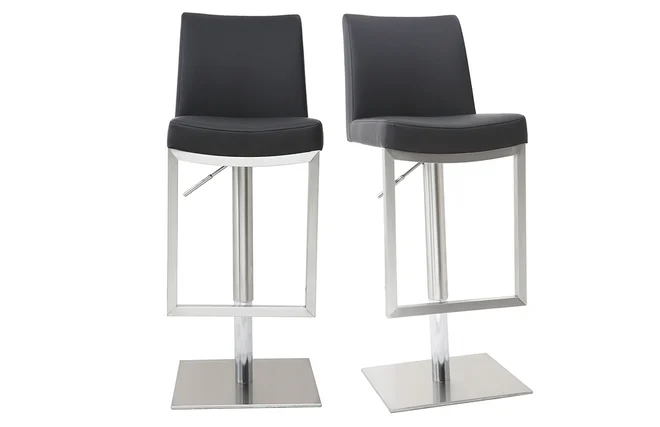 Barhocker höhenverstellbar schwarz und verchromter Stahl (2er-Set) KYLE