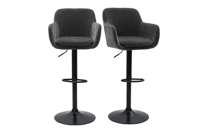 Barhocker höhenverstellbar Stoff mit Samteffekt dunkelgrau (2er-Set) AMIKA