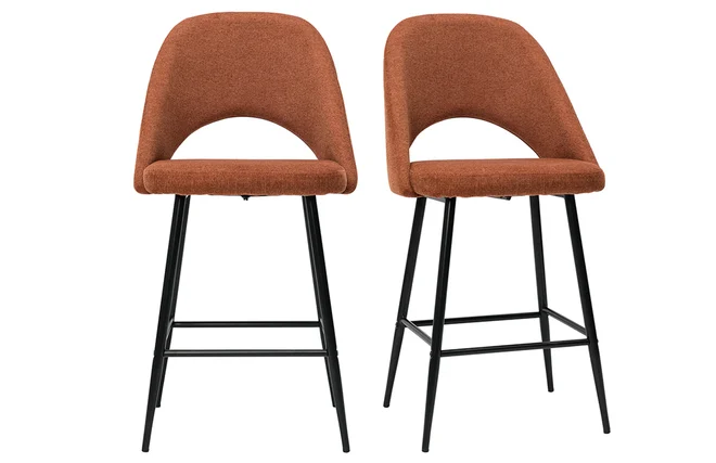Barhocker rostbrauner Stoff mit Samteffekt H65cm (2er-Set) COSETTE