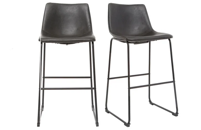 Barhocker Vintage PU Schwarz 73 cm 2er Set NEW ROCK