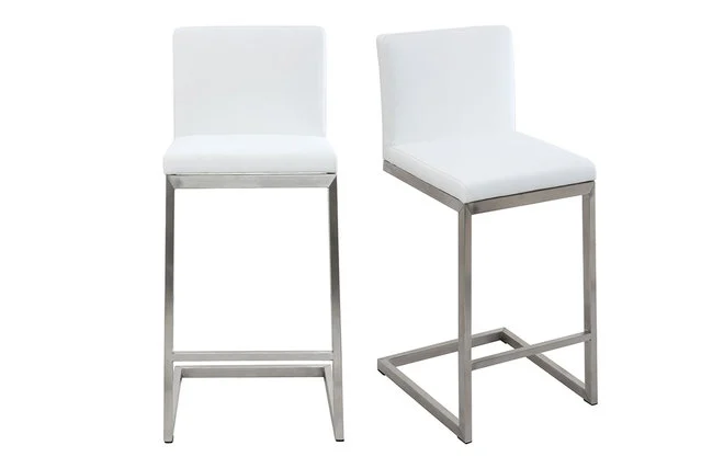 Barhocker zeitgenössisches Design - Aluminium und PU Weiß - STELLAR (2-er Set)