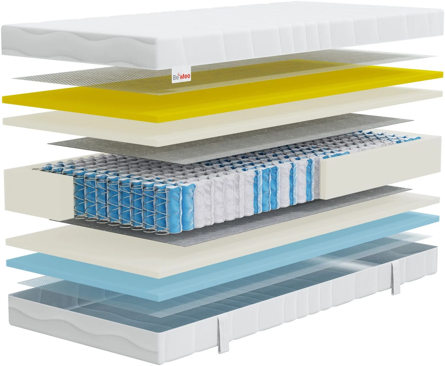 BeMeo Federkern 21 cm Komfort-Höhe Größe 180 x 200 cm Härtegrad H2 (0 kg - 100 kg)