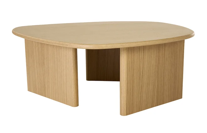 Beistelltisch in organischer Form aus hellem Eichenholz L85 cm ONDINE