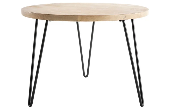 Beistelltisch rund Mangoholz und Metall 60 x 45 cm (B x H) VIBES
