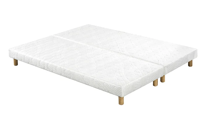 Boxspringbetten weiß mit Holzfüßen 80 x 200 cm (2er-Set) JAMI