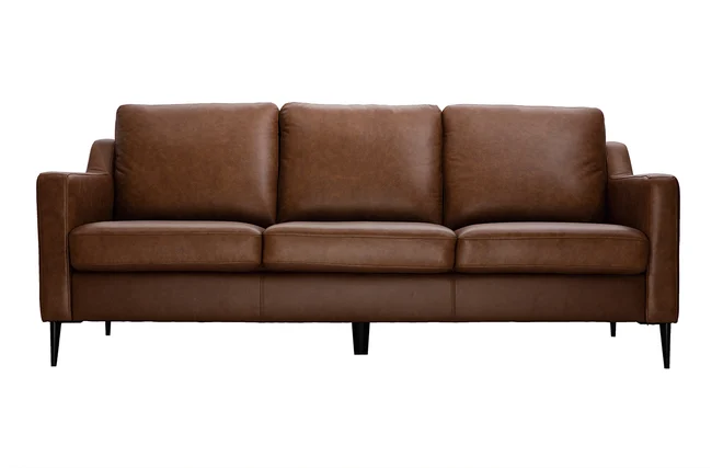 Braunes 3-sitziges Designer-Ledersofa OXMO - Büffelleder