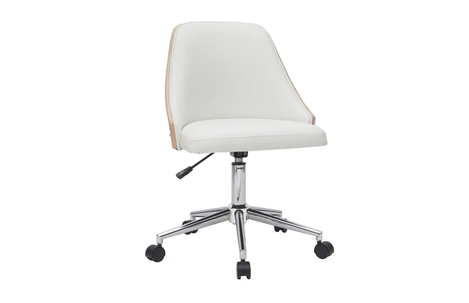 Bürostuhl PU weiß, helles Holz QUINO