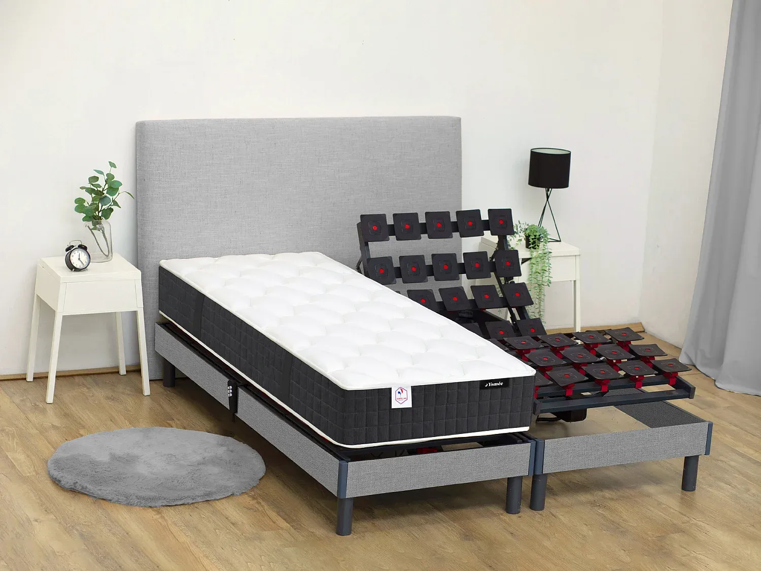 Vente-unique - PAROX Matratze Stoff Weiß - B 90 cm x H 24 cm x L 200 cm