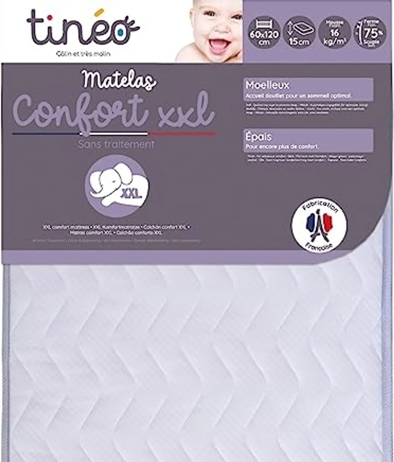 Tineo 454400 Matratze CONFORT, 60x120, XXL, weiß