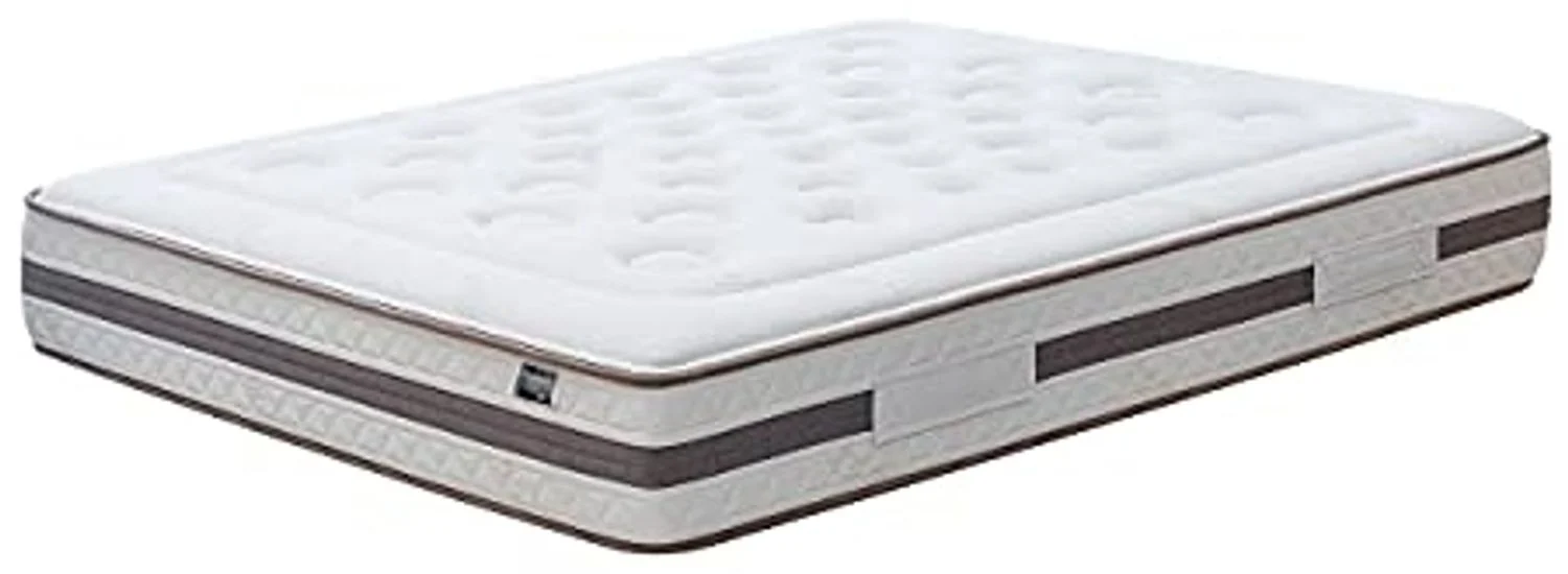 Kuo Dream - Eco Natur Matratze | 100% Spanisch, Oeko-TEX | Taschenfederkern, Baumwolle-Bamboo | Lendenwirbelstütze Latex, Ganzjährig, Beige, 80x190 cm