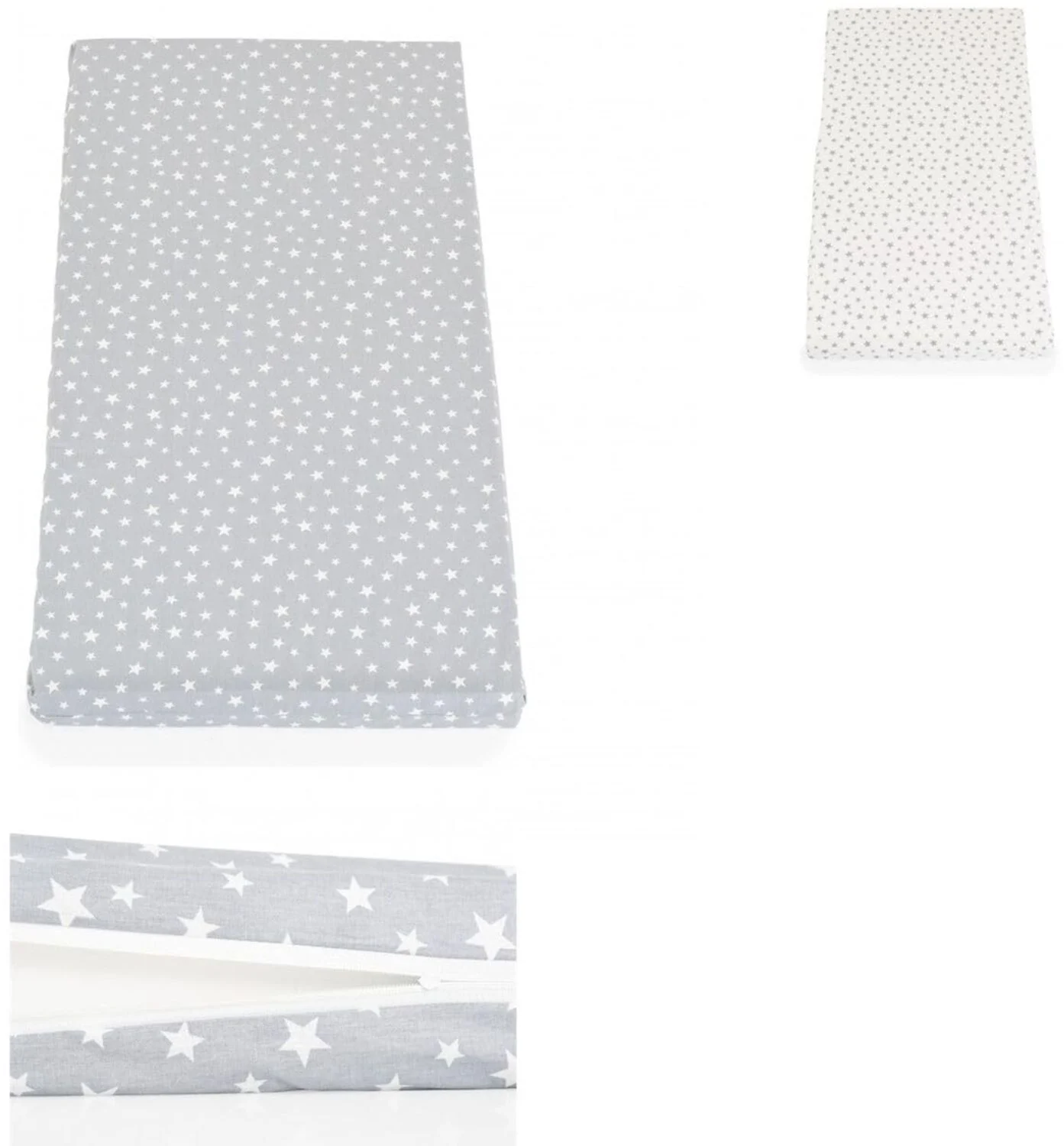 Moni Babybett-Matratze Classico 120 x 60 x 9 cm, Bezug abnehmbar, 100% Baumwolle hellgrau