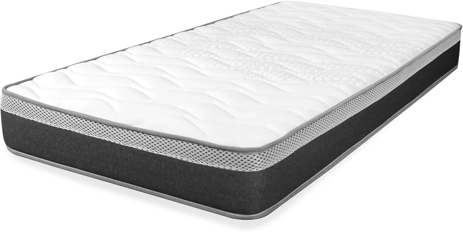 WIN REST Matratze 90x190 cm für Standardbett, mittlere Festigkeit, Höhe 20 cm, Viscogel, Kern aus hochdichtem Schaumstoff, profilierter Schaumstoff, milbendicht und hypoallergen, Young Foam