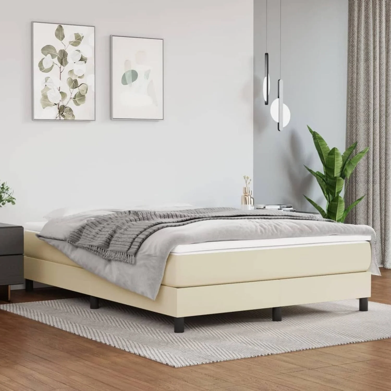 vidaXL Taschenfederkernmatratze Mittel Creme 140x200x20 cm Kunstleder 347804
