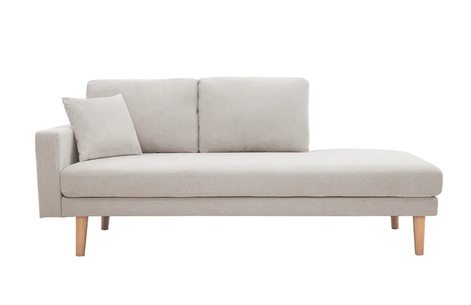 Chaiselongue beiger Stoff mit Samteffekt L190 cm BERTILLE