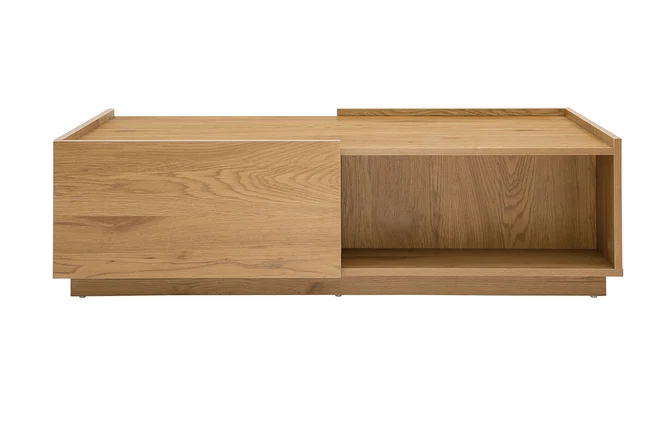 Couchtisch mit Ablagefächern in hellem Holzfinish Eiche 2 Schubladen L120 cm MADERO