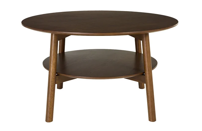 Couchtisch rund aus dunklem Holz D80 cm MALVA