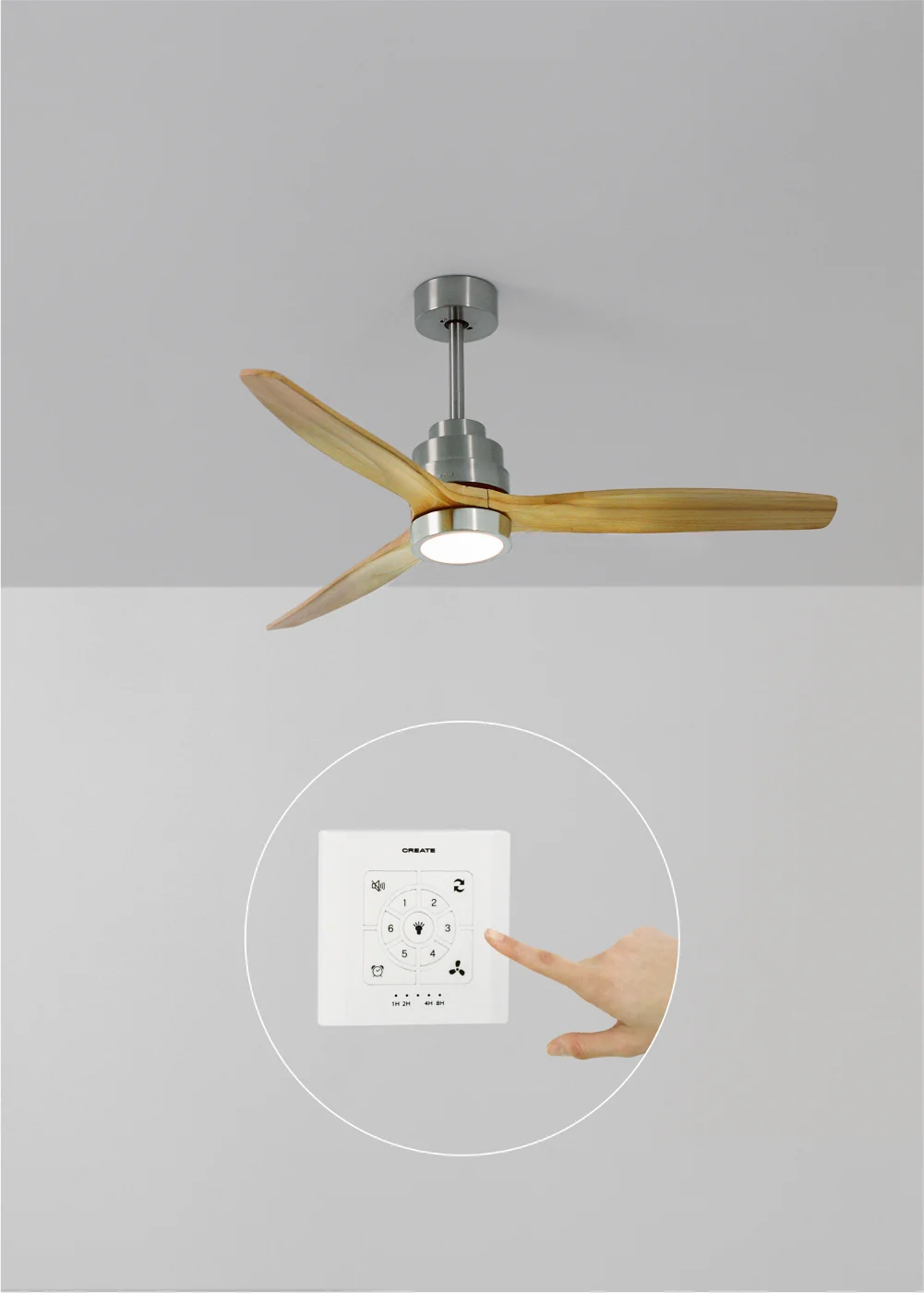 CREATE - WIND STYLANCE - Leiser Deckenventilator 40W Ø132 cm 100% Holz