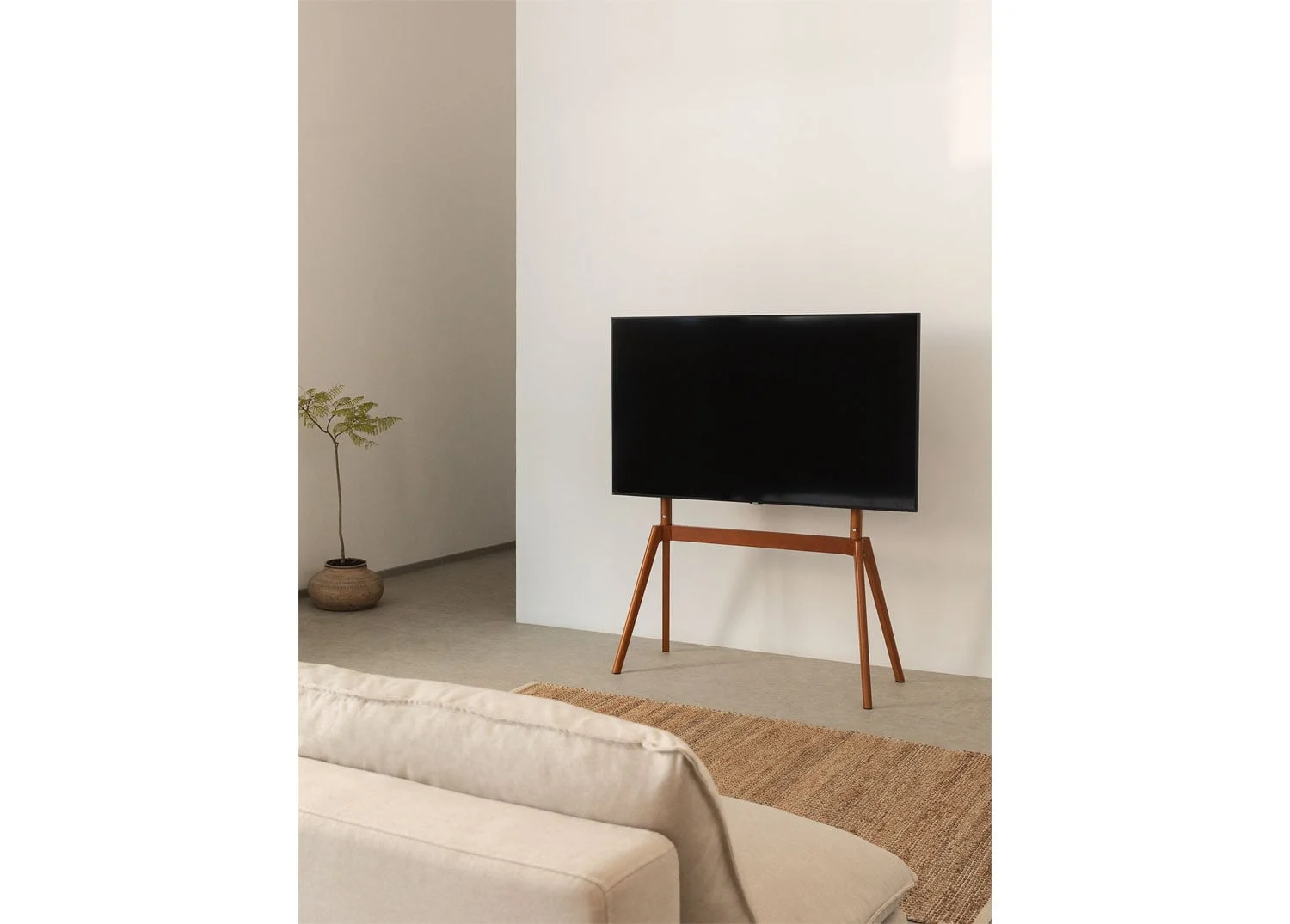 TV-Standfuß aus Stahl und Holz Curtiz