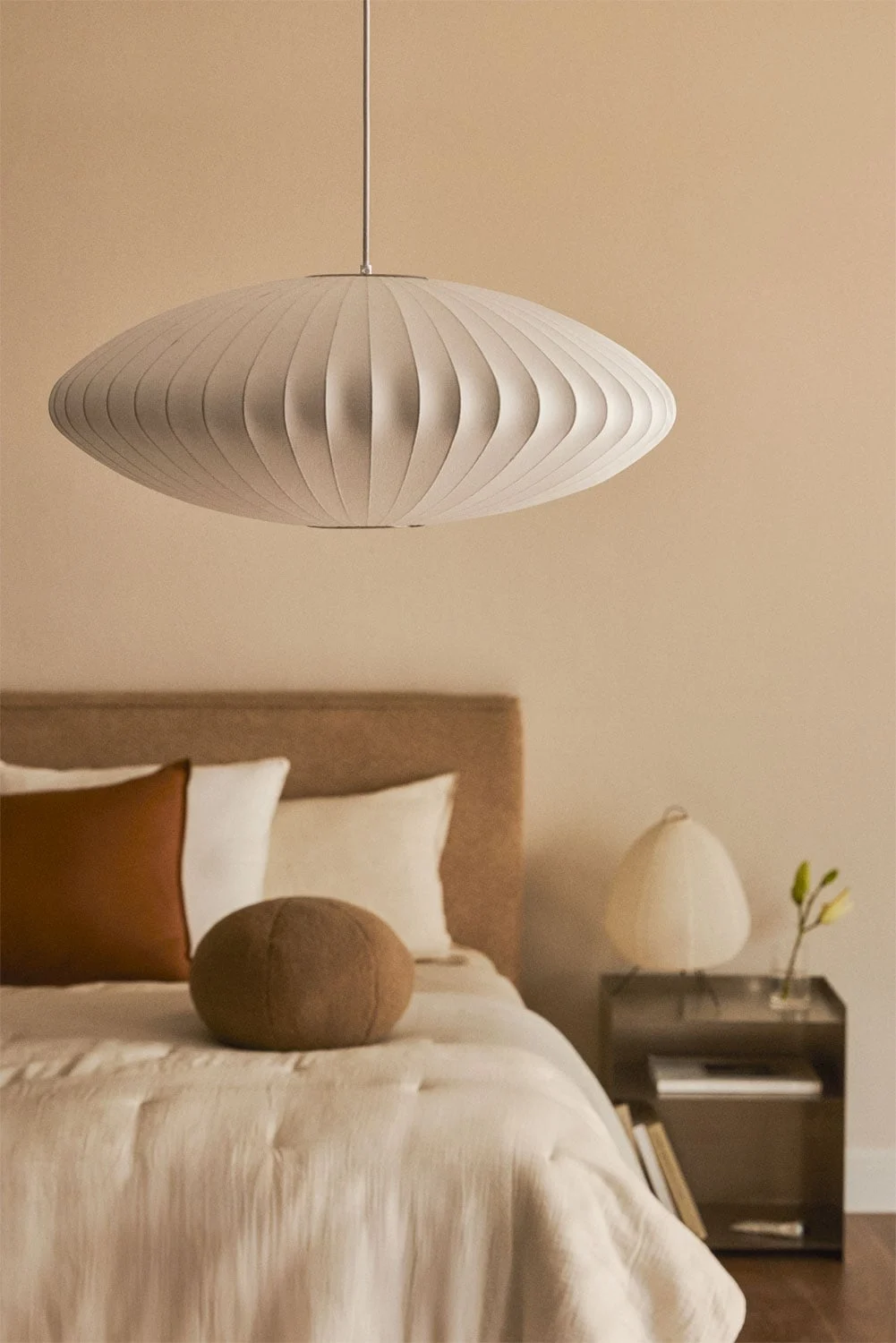 Hängende Deckenlampe aus Kunstseide und Eisen Worel