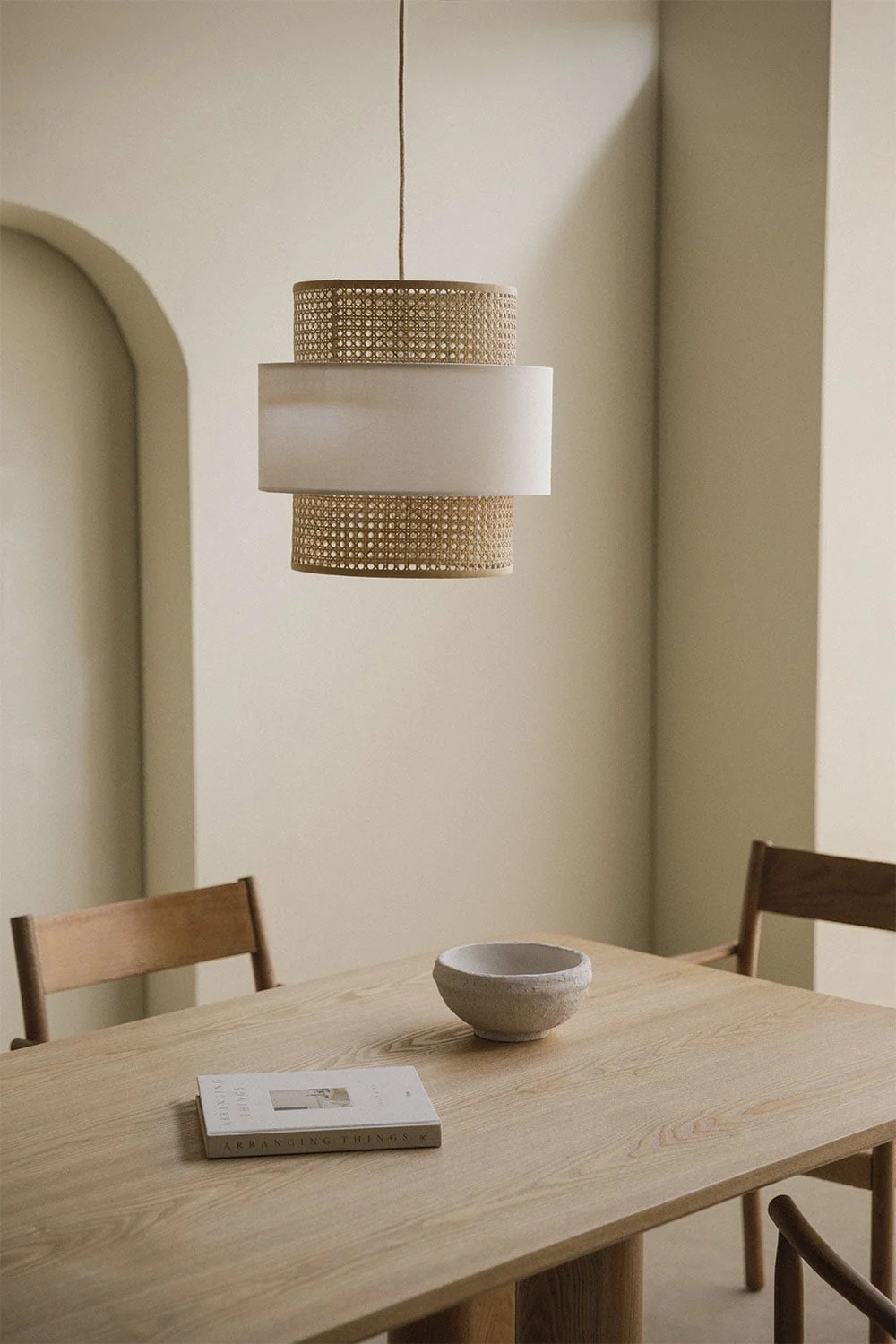Hängende Deckenlampe aus Rattan Satu