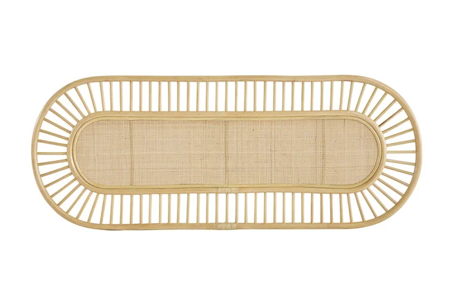 Dekoratives Bettkopfteil aus naturfarbenem Rattan und Rohrgeflecht B165 cm BOW