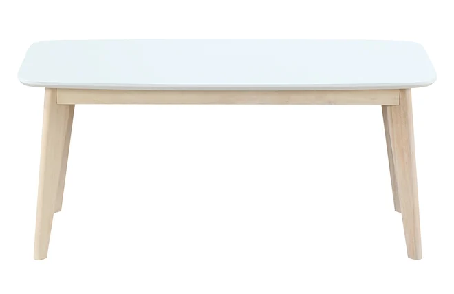 Design Bank 100 cm Weiß und Holz LEENA