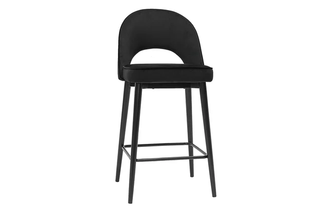 Design-Barhocker aus schwarzem Samt und Metall H69 cm BELLEROSE
